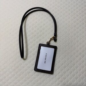 Coach Black and White ID Lanyard